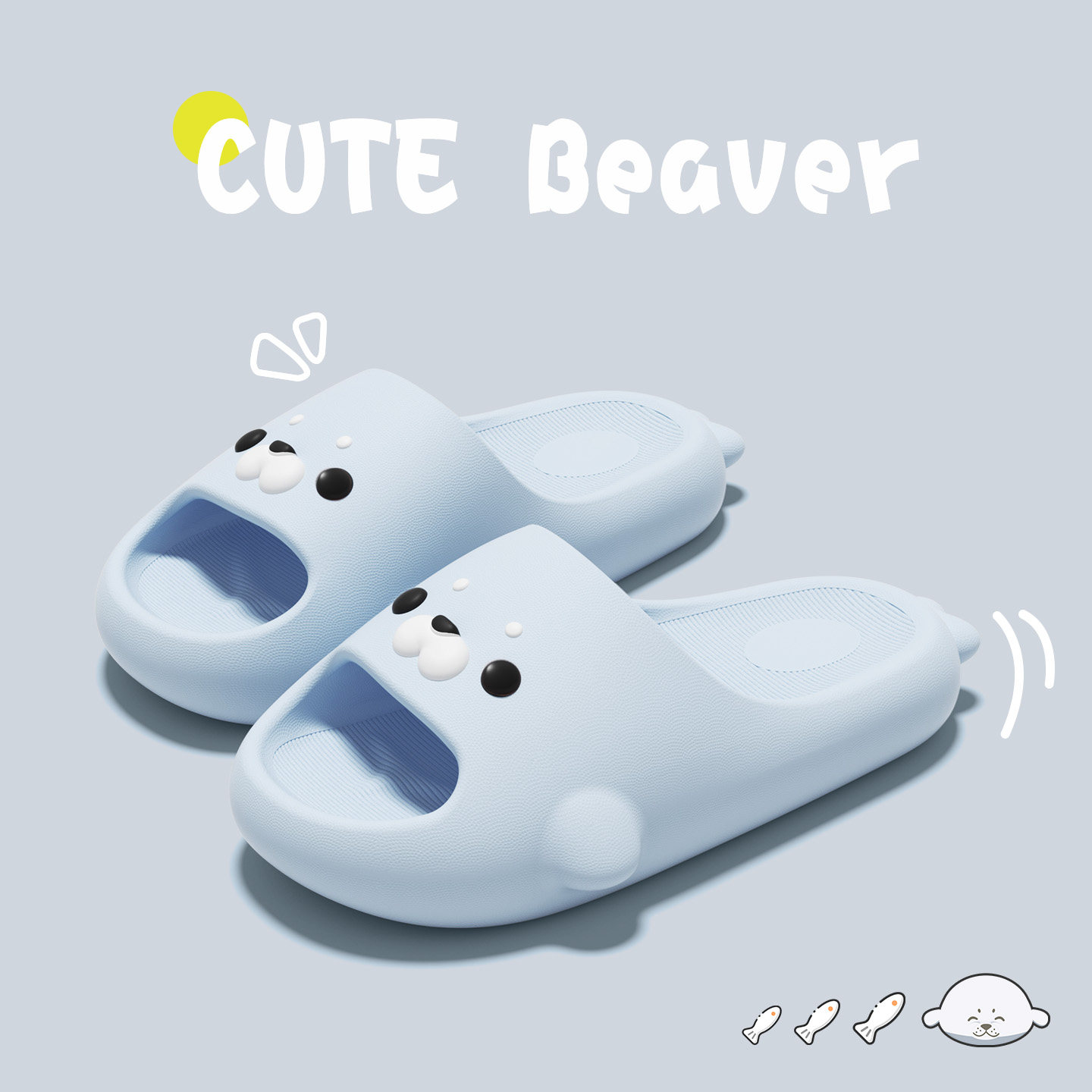 卡通海豹拖鞋女款夏季可外穿新款家居踩屎感可爱4.0厚底凉拖鞋女