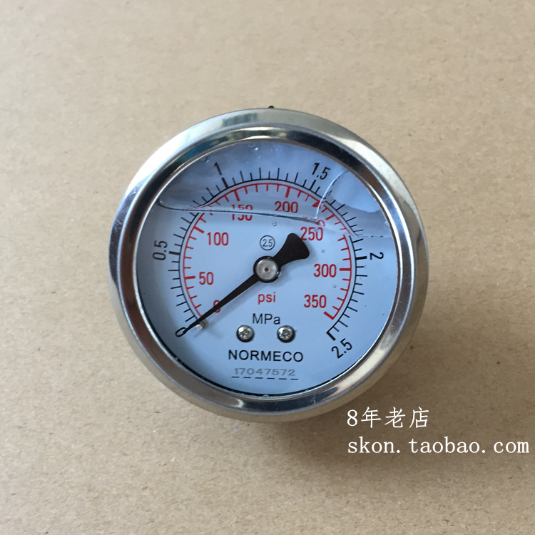 60mm轴向耐震压力表0-2.5MPAM14