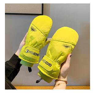 滑雪手套冬季女士新款连指保暖全掌防滑加绒加厚防水防风寒手闷子