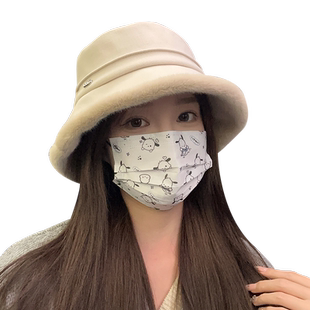 韩版毛绒渔夫帽女秋冬季百搭高级感保暖加绒加厚防寒护耳帽子盆帽