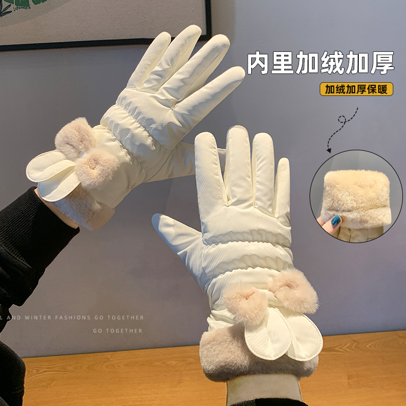 甜美可爱时尚保暖加绒加厚手套