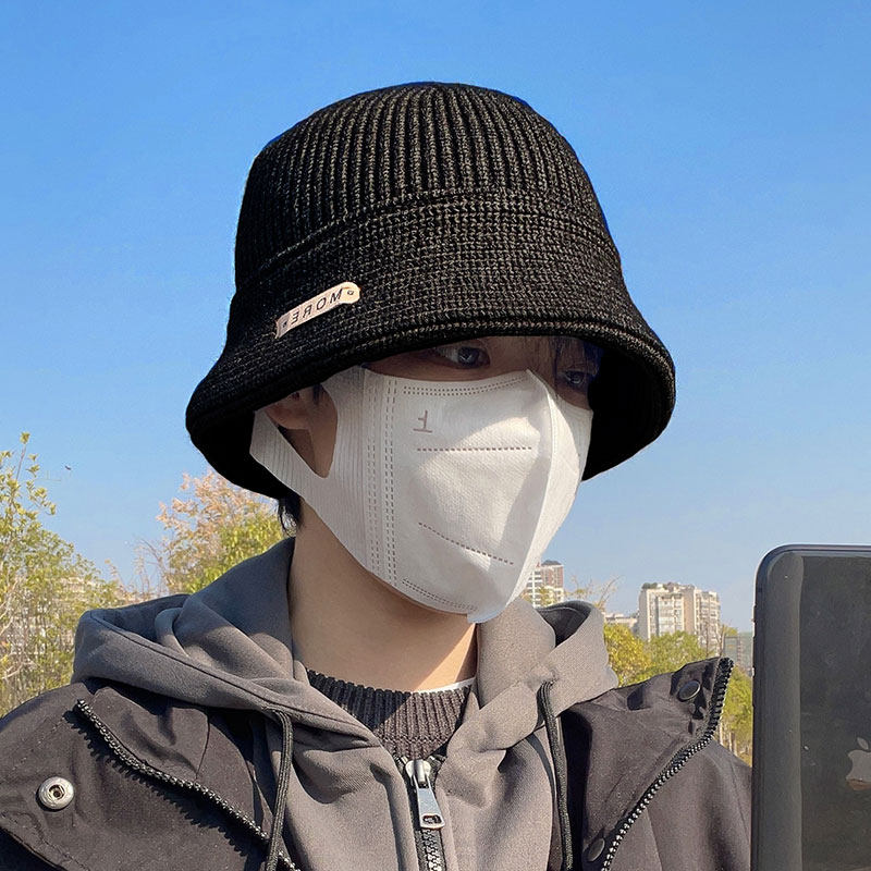 帽子男秋冬季遮脸帽嘻哈潮牌日系纯色百搭字母盆帽水桶帽渔夫帽潮