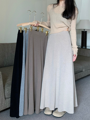 taobao agent Black sexy winter pleated skirt, long skirt, high waist, A-line, maxi length