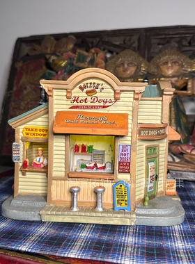 美国中古lemax复古甜品蛋糕屋陶瓷城堡别墅vintage发光小房子摆件