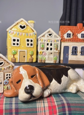 荷兰中古陶瓷小屋房子烛台