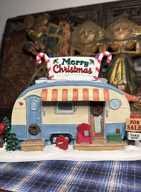 lemax美式圣诞中古发光陶瓷屋别墅小房子酒吧咖啡店小众软装摆件