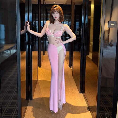 夜场性感网纱透视长裙夜总会KTV足浴技师工作服女夜店公主连衣裙