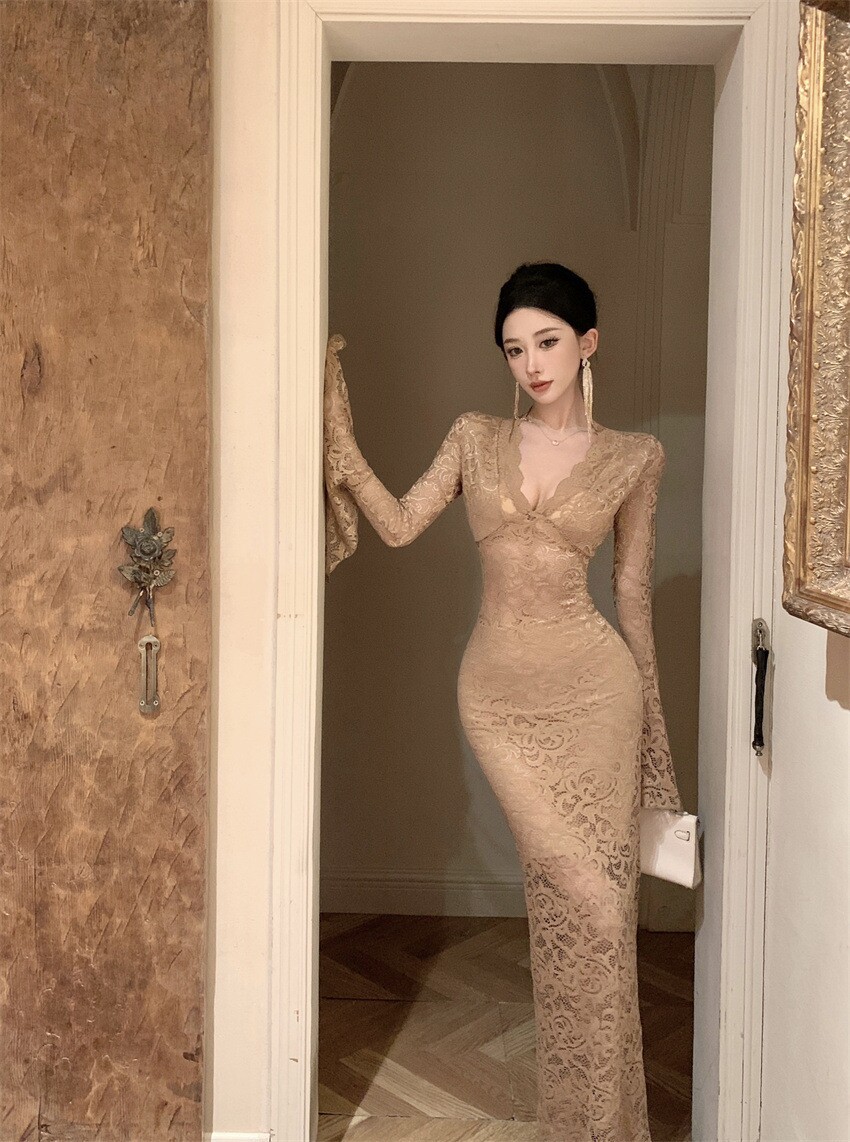 夜店性感连衣裙女2026新款高级感晚礼服足浴技师工作服开叉长裙