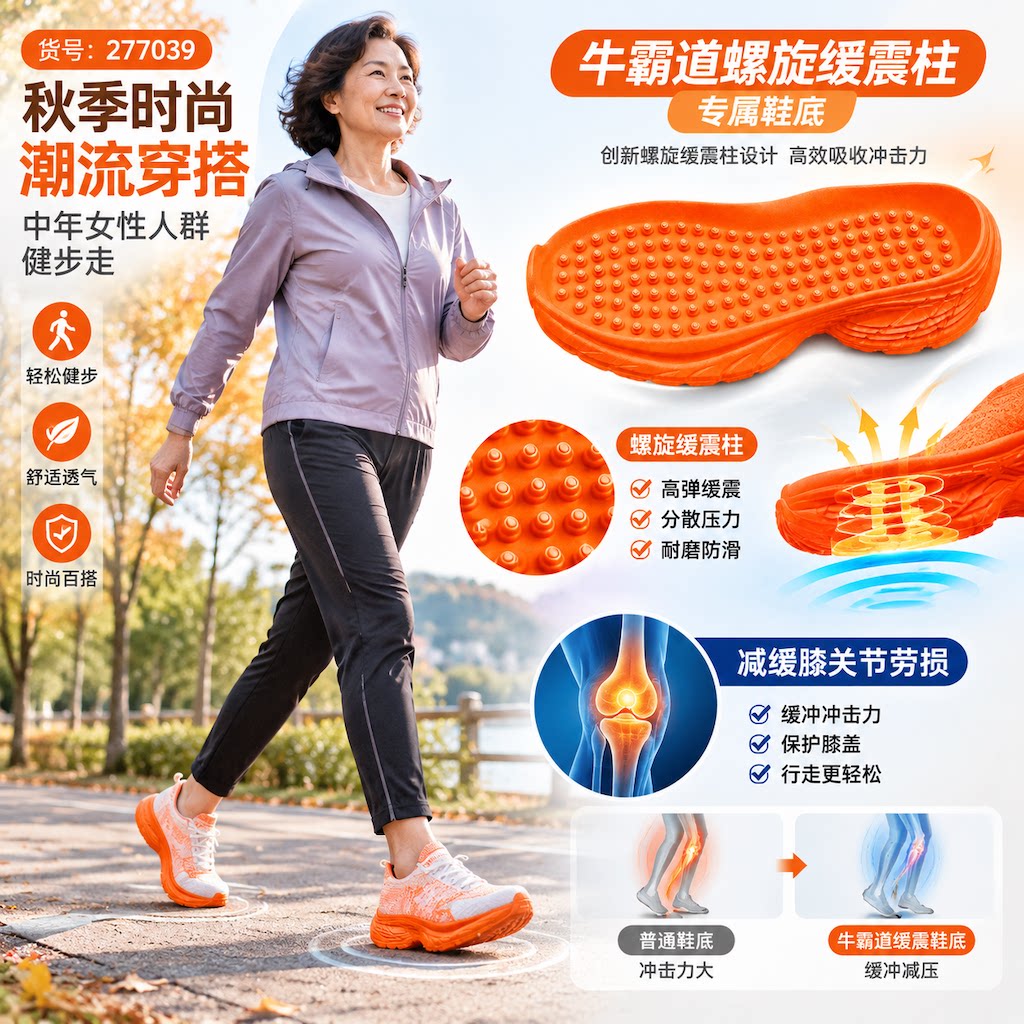 牛霸道秋季新款健步鞋减震鞋跳操鞋女鞋跳舞鞋广场舞鞋277039