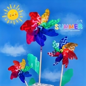 创意风车玩具装 旋转七彩大风车 饰儿童户外地推小礼品地摊热卖