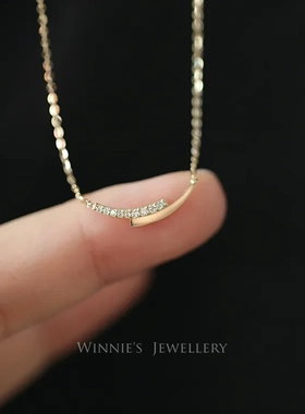 wish热卖S925纯银镀14k金项链 简约气质百搭精美小众锁骨项链