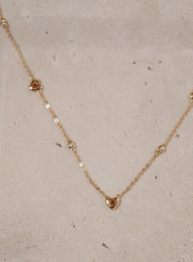 塞纳河之心~S925银镀18K金爱心项链礼物女设计感气质锁骨链