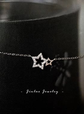 星星~S925纯银星星项链女 纤细精致百搭气质五角星小巧锁骨链女