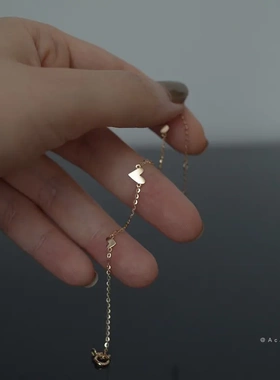 S925纯银镀金三颗小爱心手链女 冷淡风气质时尚简约手饰品