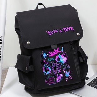 英雄联盟双城之战周边金克丝动漫潮牌双肩包男学生书包背包大容量