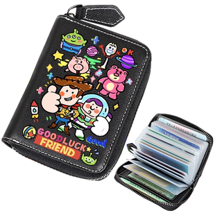 巴斯光年动漫联名草莓熊周边大容量卡包真皮多卡位ins风潮牌男士