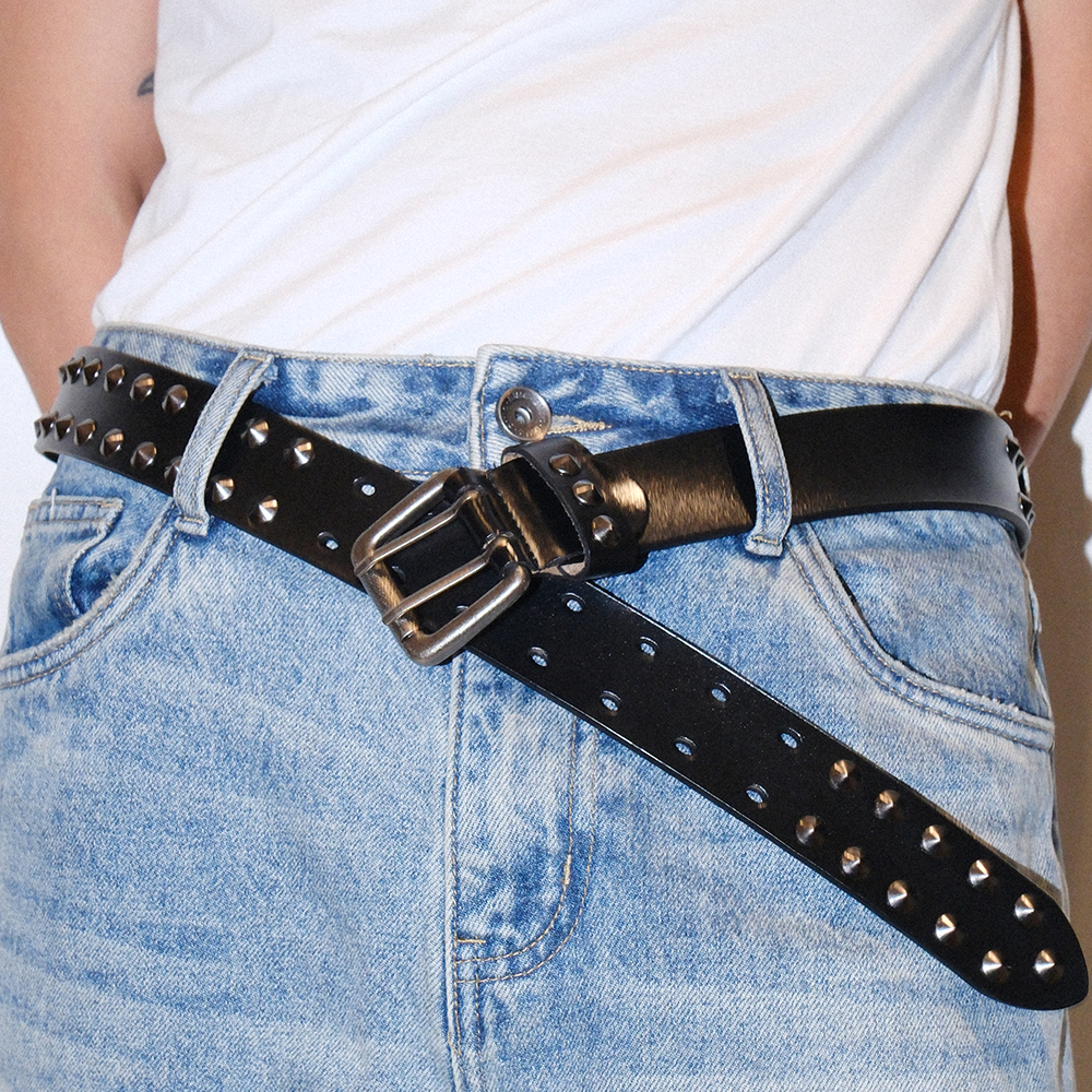 真皮复古金属铆钉设计感小众腰带