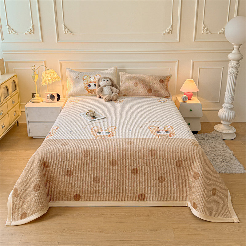 加厚牛奶绒床盖加绒床单毛毯珊瑚绒床垫学生单人毛毯夹棉床盖加大