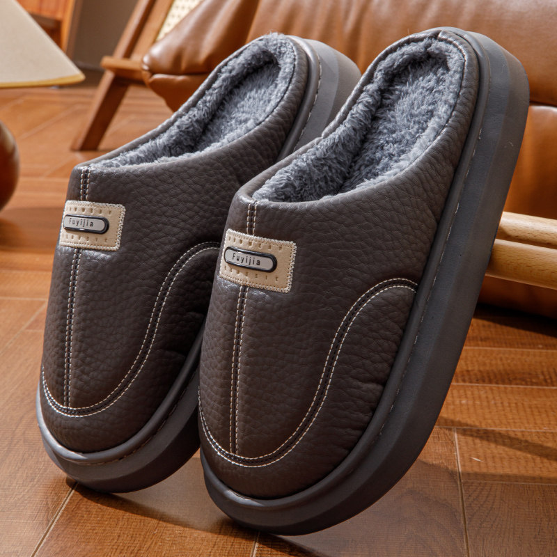 棉拖鞋男冬季新款特大码家居室内防滑保暖厚底加绒加厚棉拖鞋男士