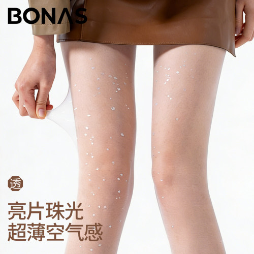亮片珠光超薄丝袜女性感高透白丝