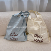 新款 日韩上班通勤大容量字母印花简约百搭单肩包托特包