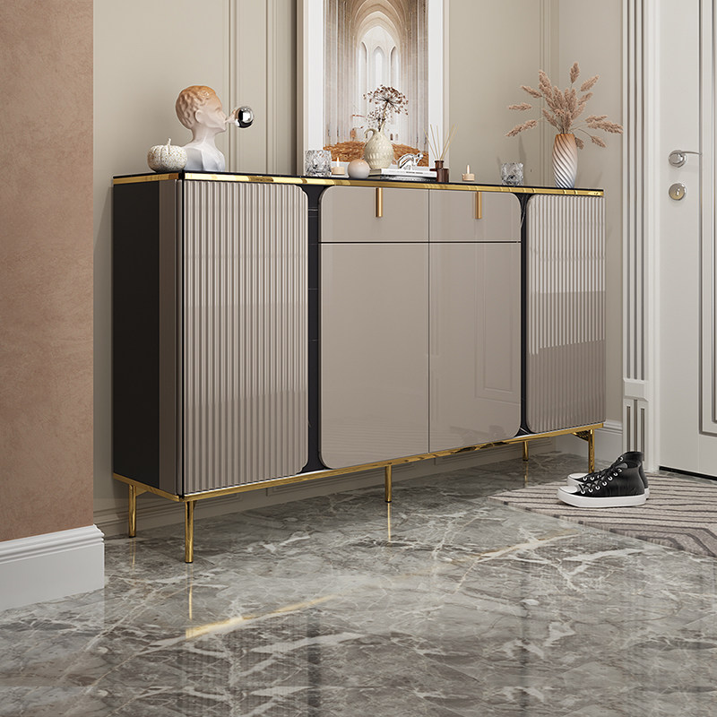 现代轻奢岩板鞋柜家用门口一体靠墙入户玄关柜意式极简薄鞋柜新款