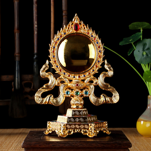 佛堂用品密宗准提镜装 饰摆件随身唐密准提佛母菩萨铜镜藏传修行
