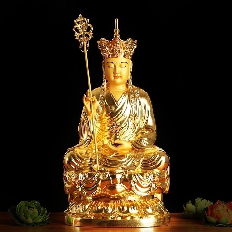 台湾手工贴金地藏王铜像娑婆三圣