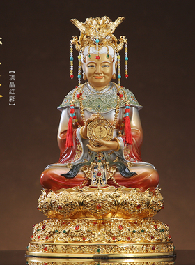 无生老母像铜彩绘骊山老母泰山圣母碧霞元君神像供奉摆件泰山奶奶