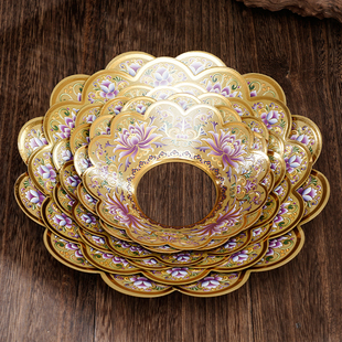 珐琅彩莲花炉围香炉围香灰托铜合金香灰托上香围子佛堂接香灰托盘