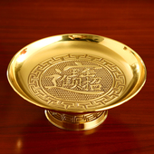 纯铜供果盘关公招财进宝贡品盘家用财神专用果盘观音佛供盘水果盘