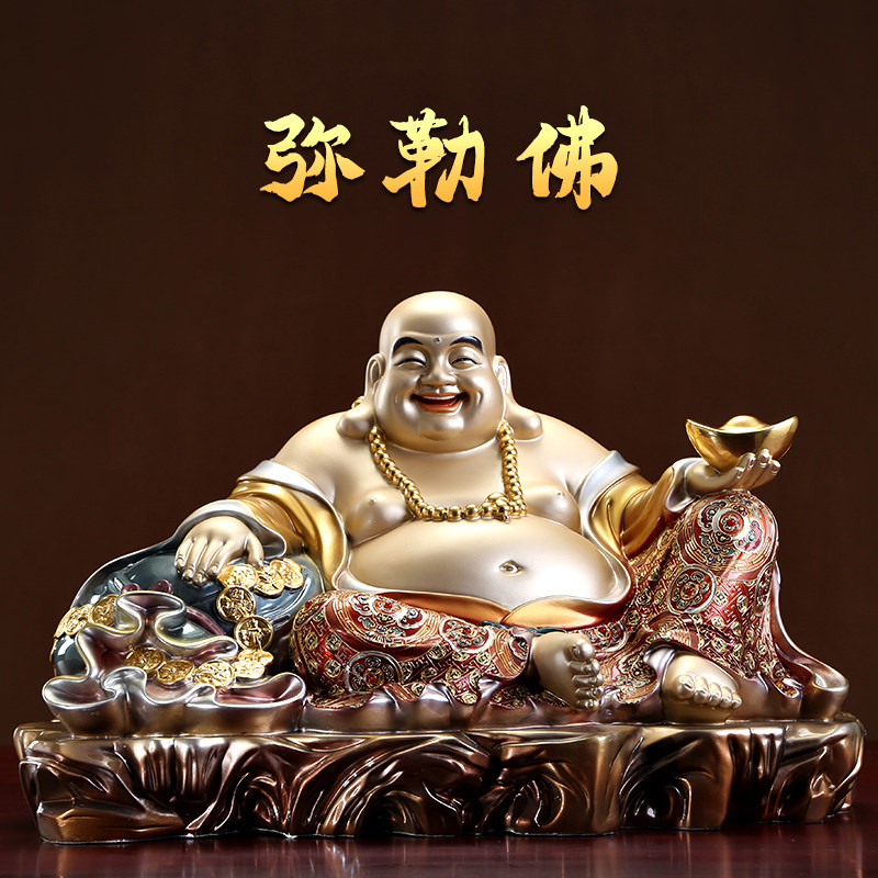 台湾掐丝珐琅镶金大肚笑佛铜佛像客厅供奉弥勒佛菩萨公司招财摆件