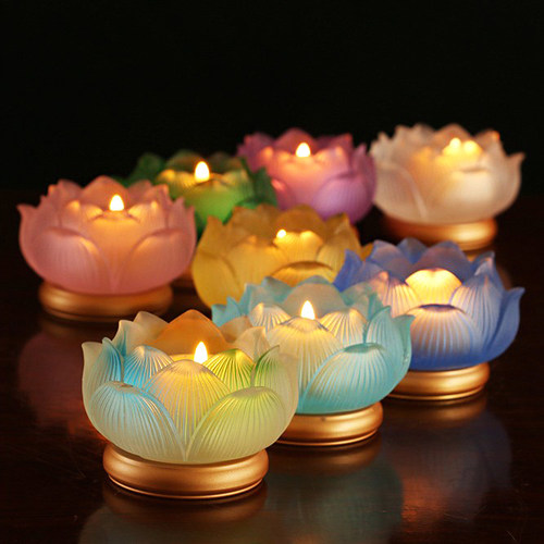 古法琉璃纯铜七星酥油灯座烛台