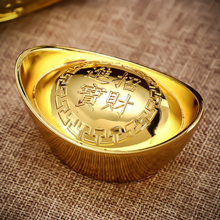 全铜金元宝摆件 铜元宝 家用客厅招财风水摆设空心元宝开盖装饰