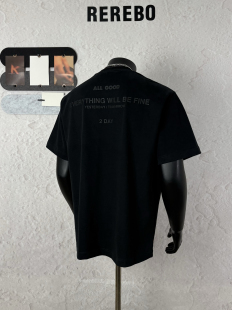 T恤男潮牌打底衫 REREBO 380G重磅磨毛感纯色圆领短袖 新款 2025秋季