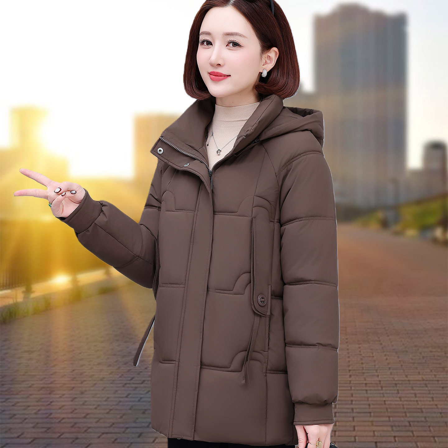 中长款棉服女款冬季2026新款中老年妈妈加绒加厚保暖棉袄女士棉衣图片