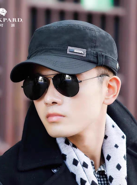 lackpard帽子男士秋冬平顶帽简约休闲全棉黑色保暖鸭舌帽潮帽
