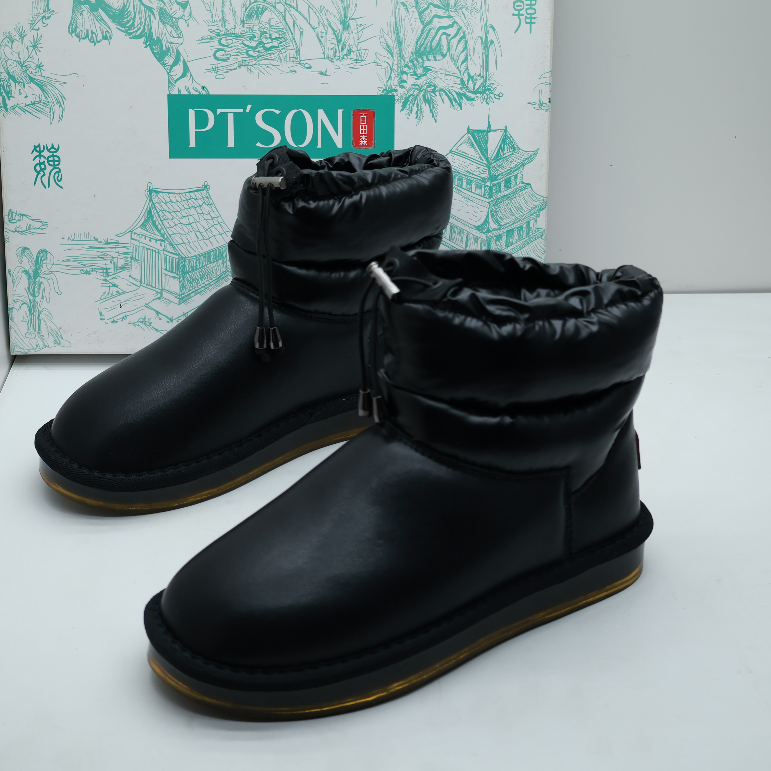 百田森断码撤柜秋冬季加绒保暖女短靴圆头舒适松糕厚底防滑雪地靴