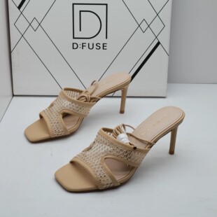 D:FUSE/迪芙斯撤柜夏季网面露趾甜美高跟百搭脚环绑带时装凉鞋女