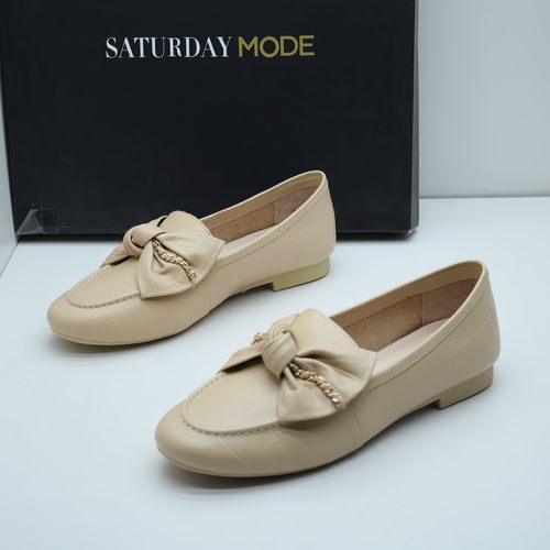 SATURDAYMODE撤柜断码春秋季真皮乐福鞋蝴蝶结百搭通勤平底女单鞋