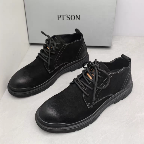 百田森撤柜断码春秋季真皮圆头板鞋厚底男士休闲运动鞋时尚懒人鞋