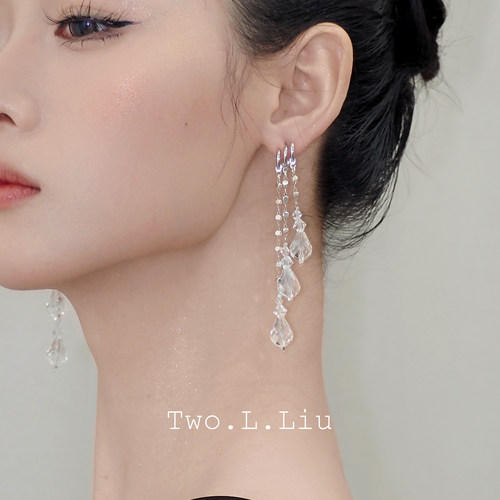小众气质水晶流苏耳环