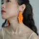 Two.L.Liu岛屿季 风系列橘色流苏耳环女原创设计小众夸张手工耳饰