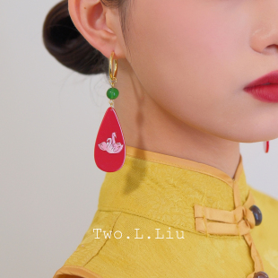 Two.L.Liu东方绮梦系列红色耳环女中国风耳坠原创新中式 耳饰 个性