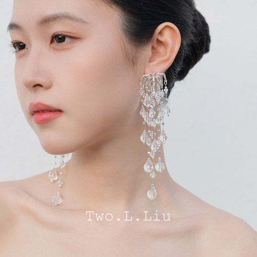 Two.L.Liu超闪水晶流苏耳环