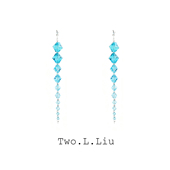 Two.L.Liu蓝色流苏耳坠耳针原创设计串珠百搭气质小众耳饰耳夹