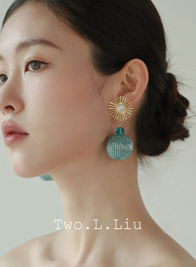 Two.L.Liu蓝色气质耳环女高级感原创设计气质耳坠轻奢夸张耳夹