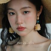 Two.L.Liu原创设计藤编耳环女度假风适合夏天海边沙滩耳饰耳夹