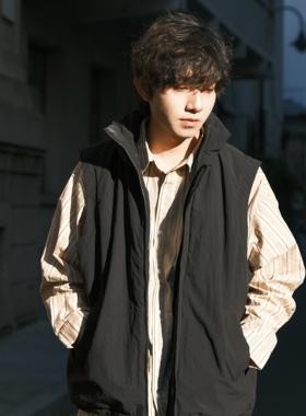 SVOLCIMA 2025春新款日系复古条纹长袖衬衫宽松米黄色廓形cityboy