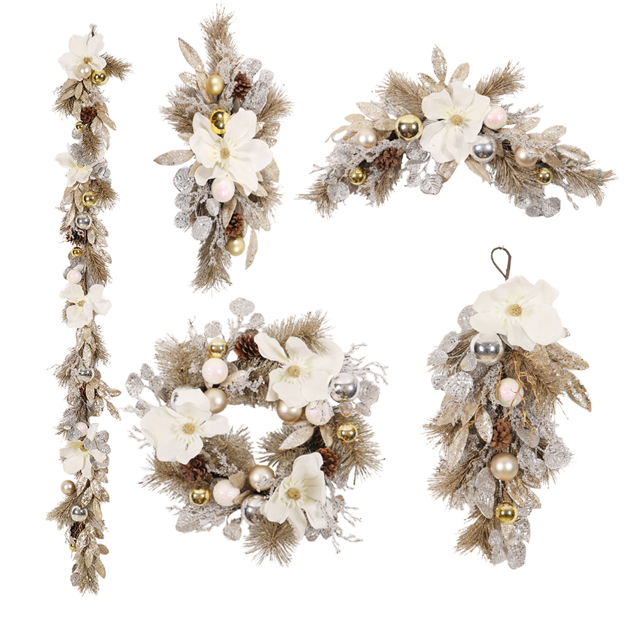 圣诞节装饰金松针玉兰花系列